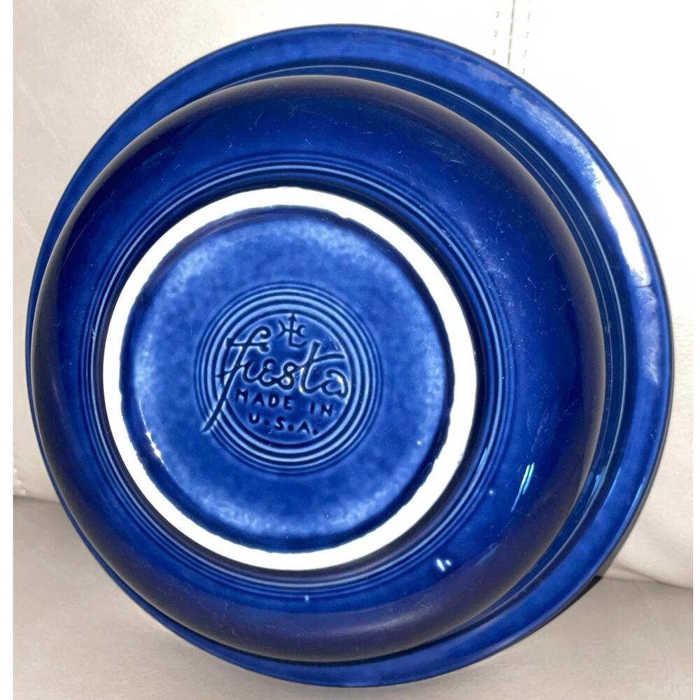 1940s Vintage Fiestaware Cobalt Blue Bowl - Rare "Hook & Arrow" Mark - 8.25"